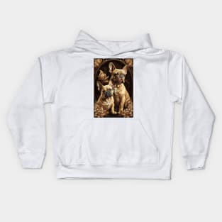 Mother and Puppy French Bulldogs Kids Hoodie